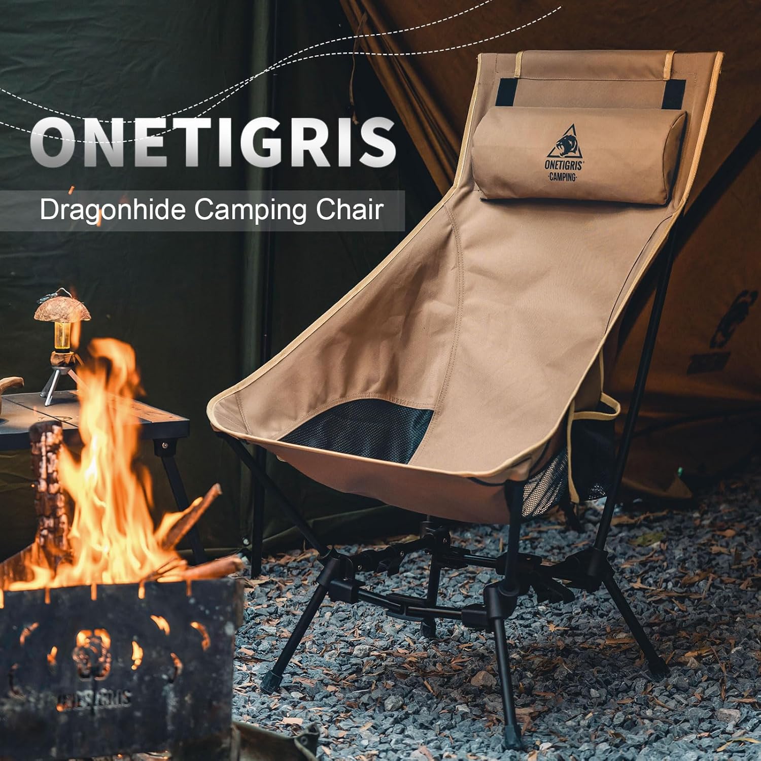 Compact Folding Camping Chair Cushion 150KG Brown