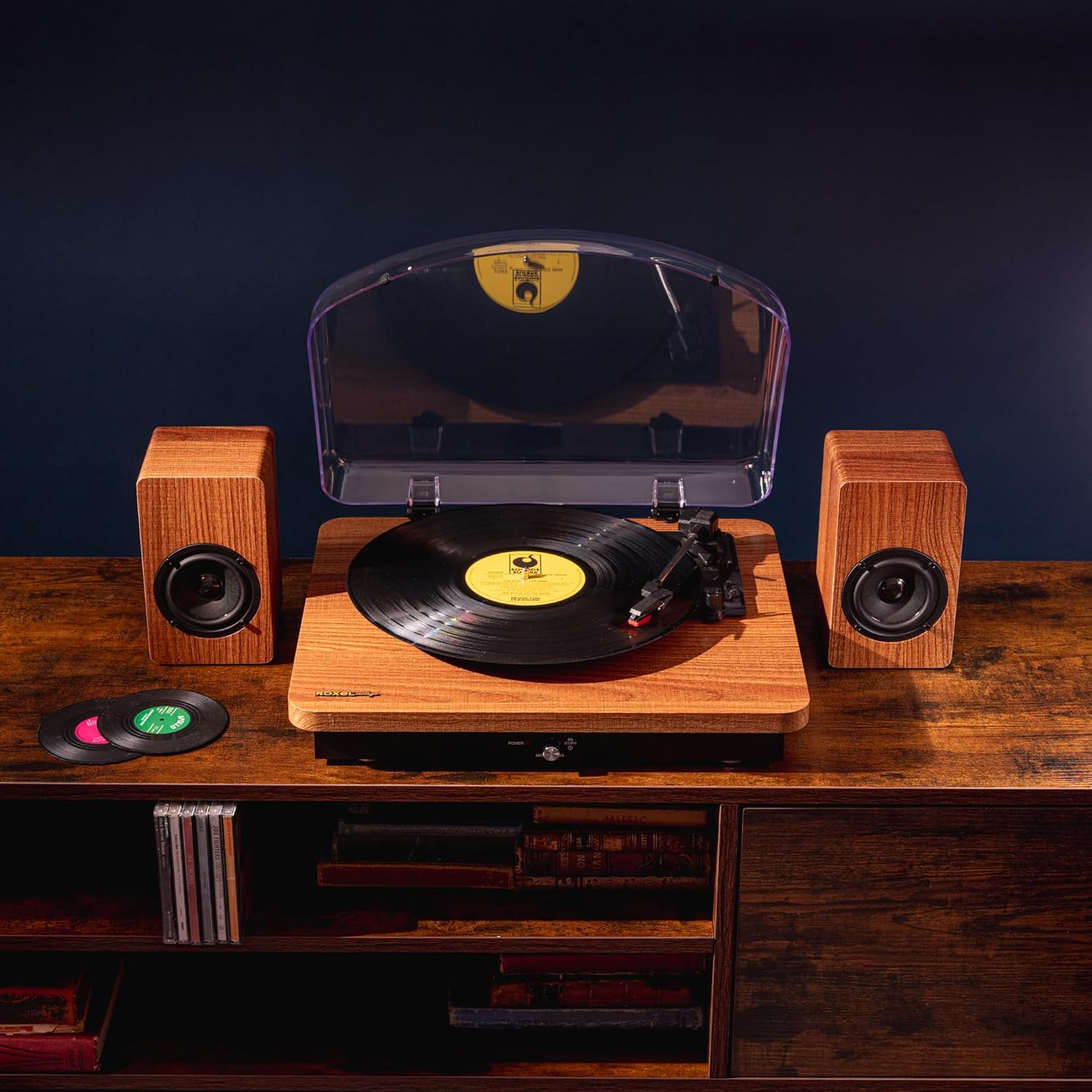 3-Speed Bluetooth Turntable with Stereo Speakers & Belt Drive