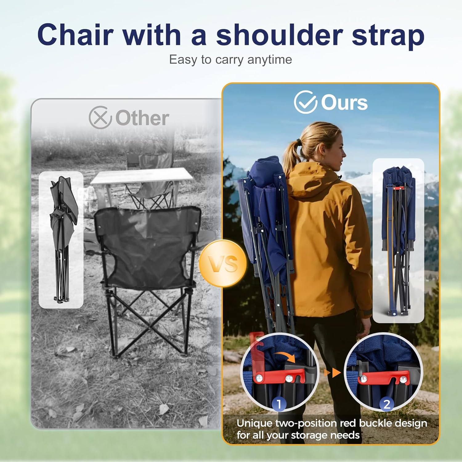 Oversized Heavy Duty Camping Chair 500LB with Headrest Blue