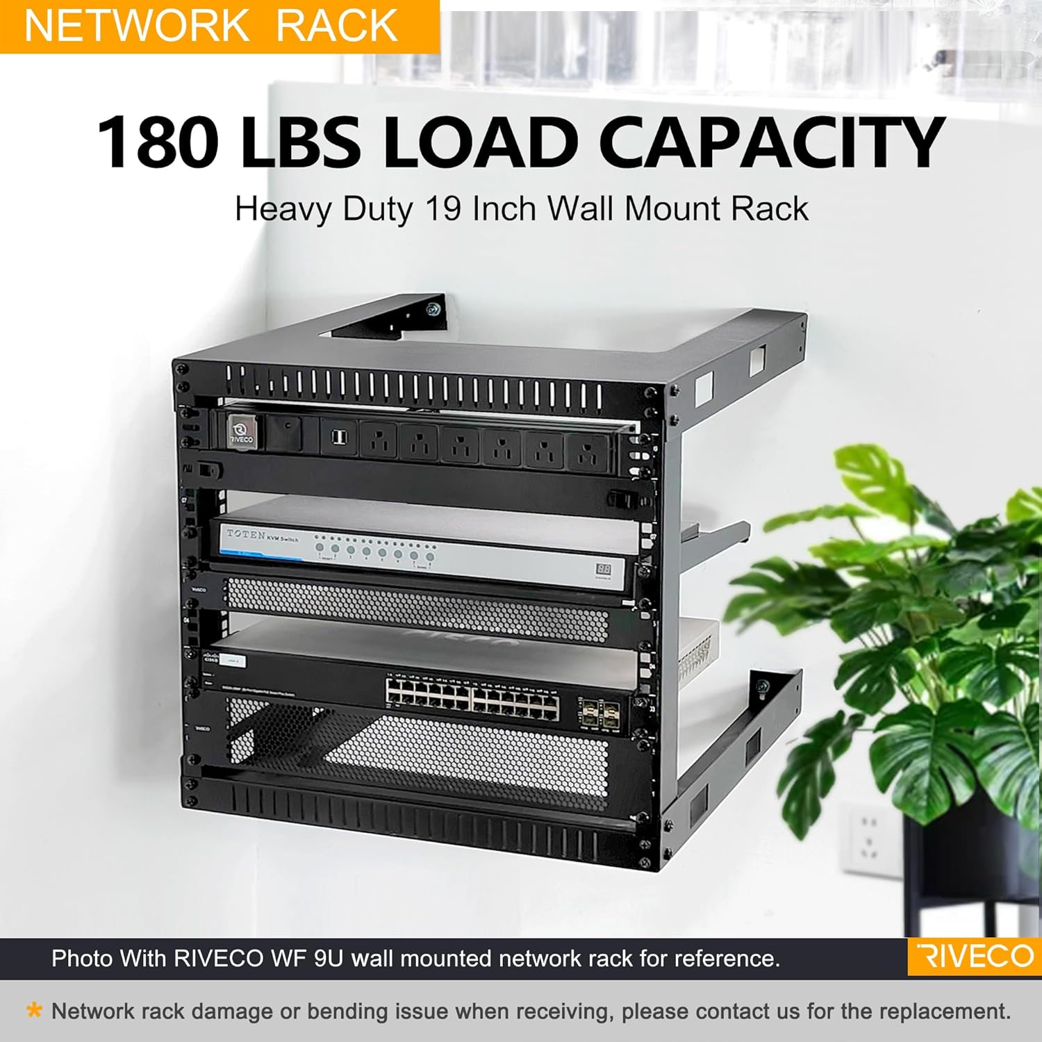 4U 19 Inch Wall Mount Server Rack Shelf Black