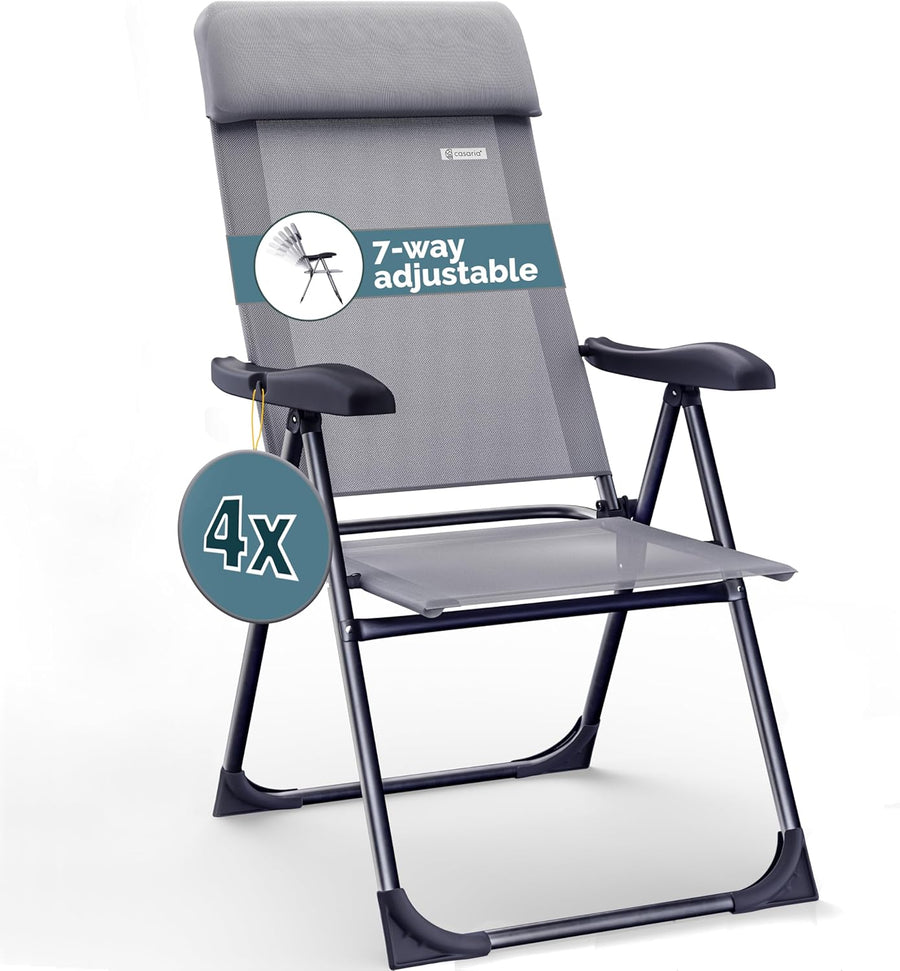 4 Pack Adjustable Folding Garden Chairs High Back Set