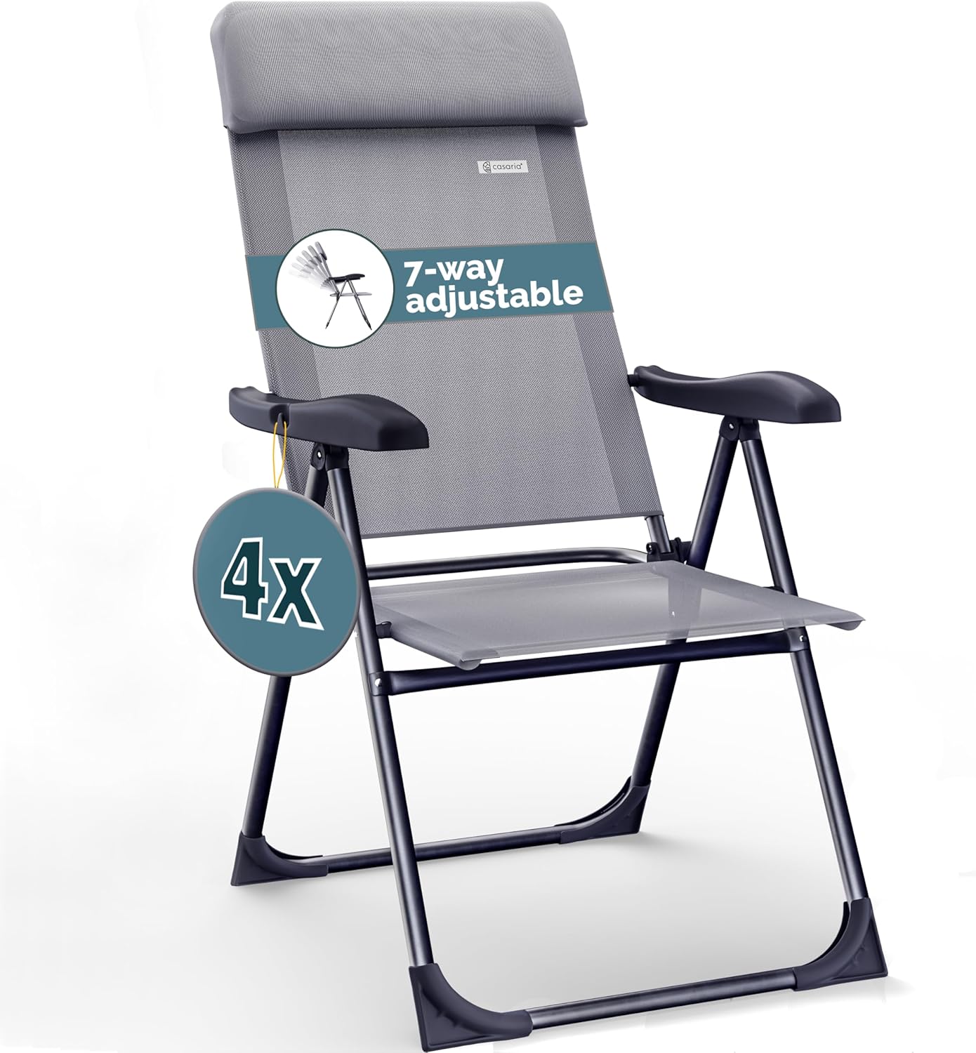 4 Pack Folding Garden Chairs High Back Adjustable Set