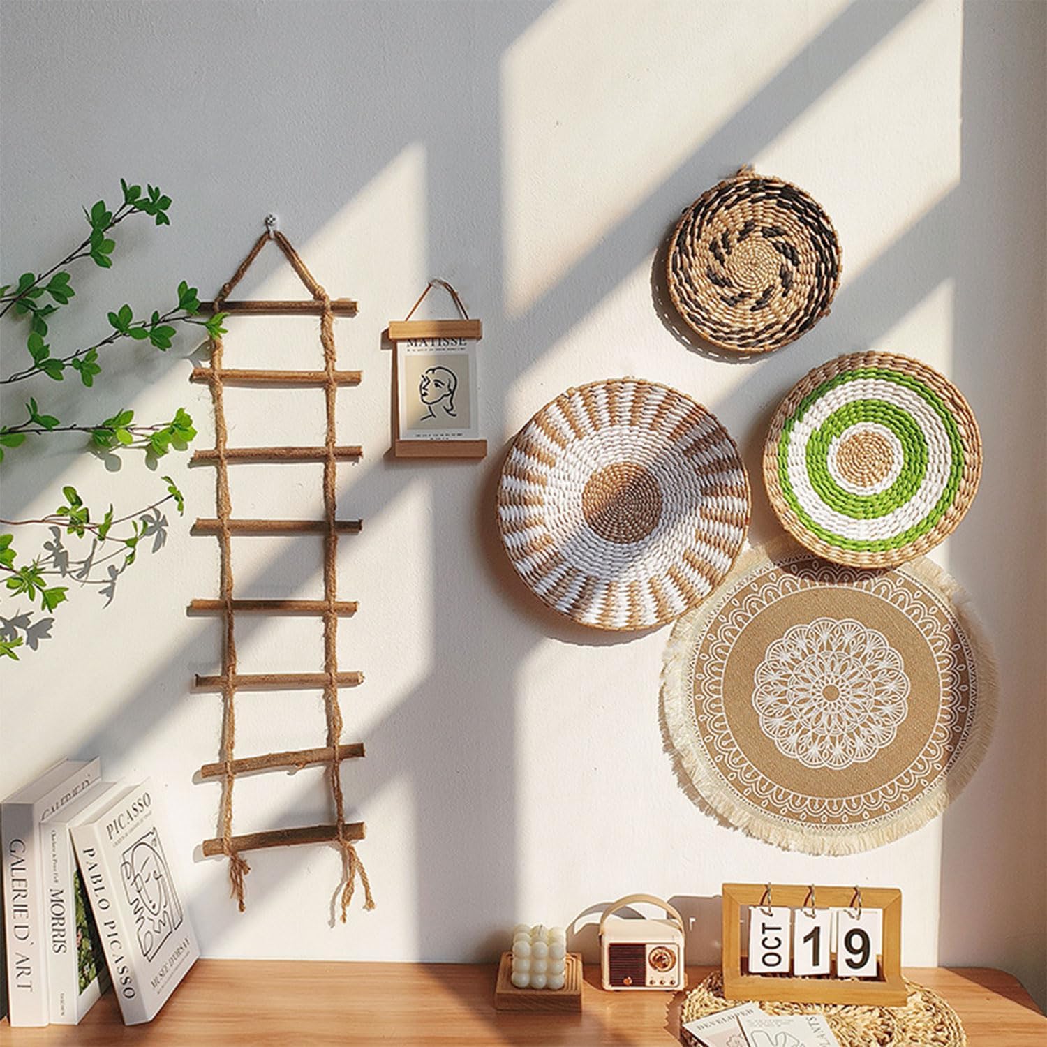Mini Rope Ladder 2pcs Wooden Hemp Ladder Decor 70cm DIY Ornament