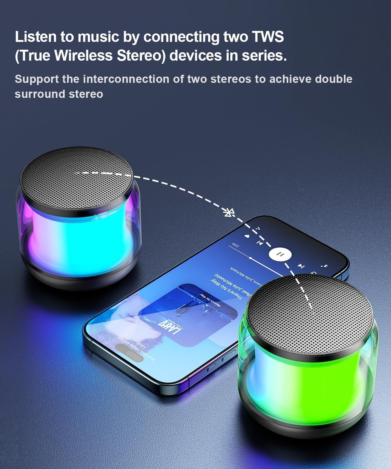 Mini Bluetooth Speaker 30W Portable RGB Lights USB-C Waterproof