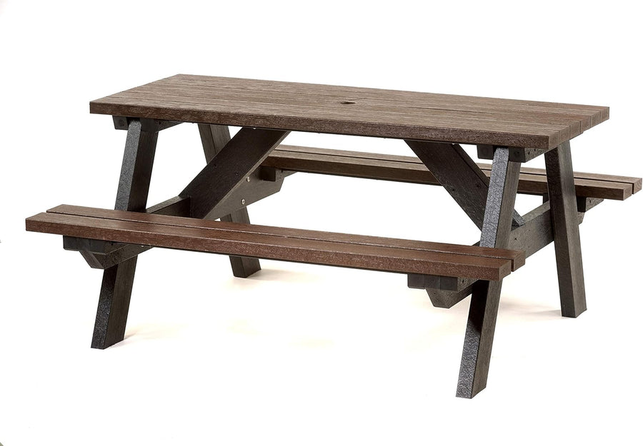 6 Person Picnic Table Recycled Plastic A Frame Outdoor Park Bench Set