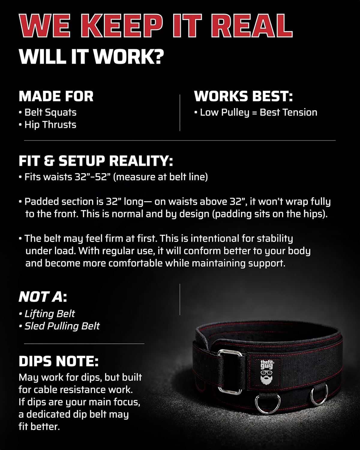 Cable Machine Squat Hip Thrust Belt Gym Attachment Adjustable
