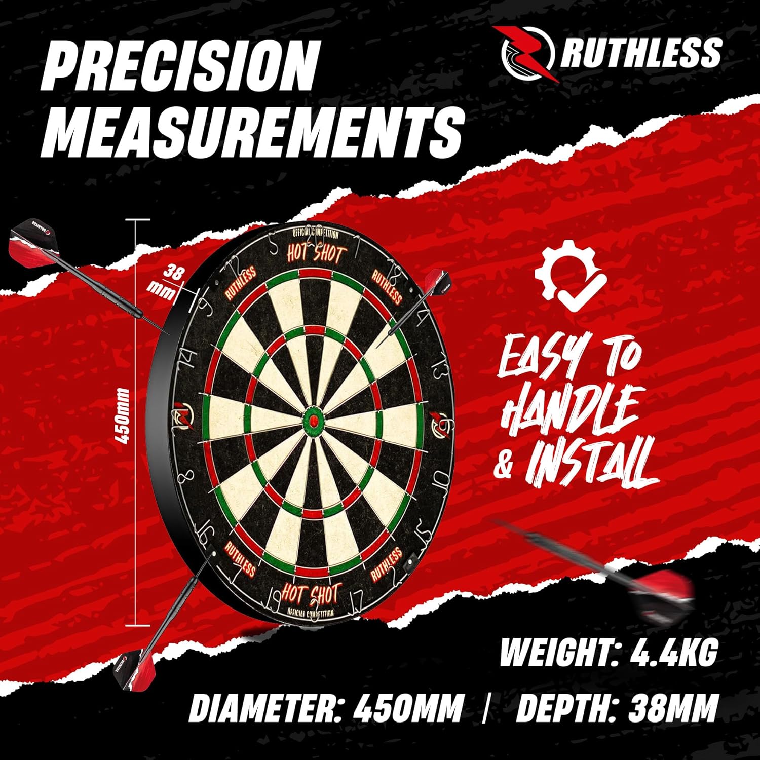 Home Dart Board Cabinet Set LED Light Scoreboard 2 Darts Wood