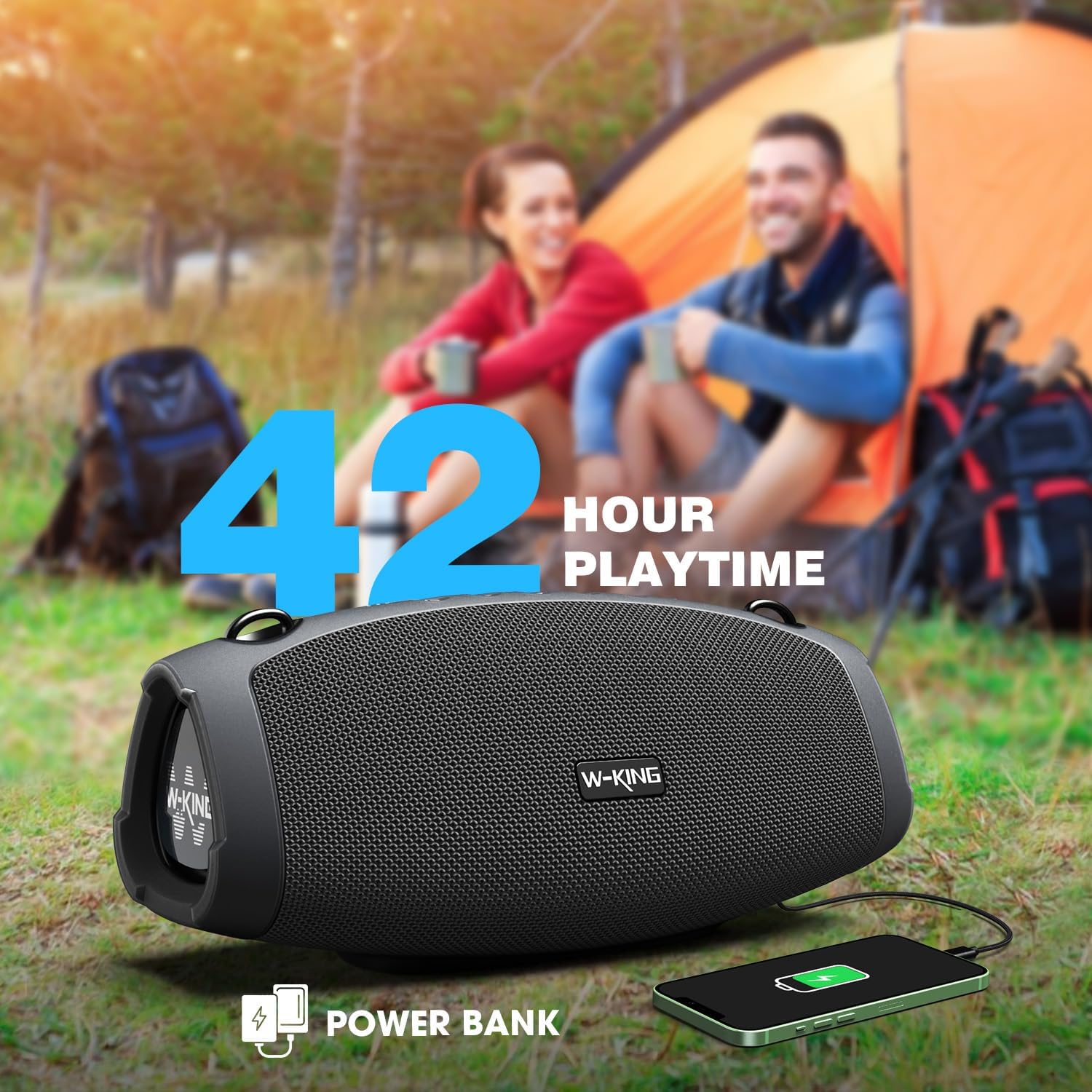 Bluetooth Party Speaker 120W Waterproof Bass Mic 42H Playtime