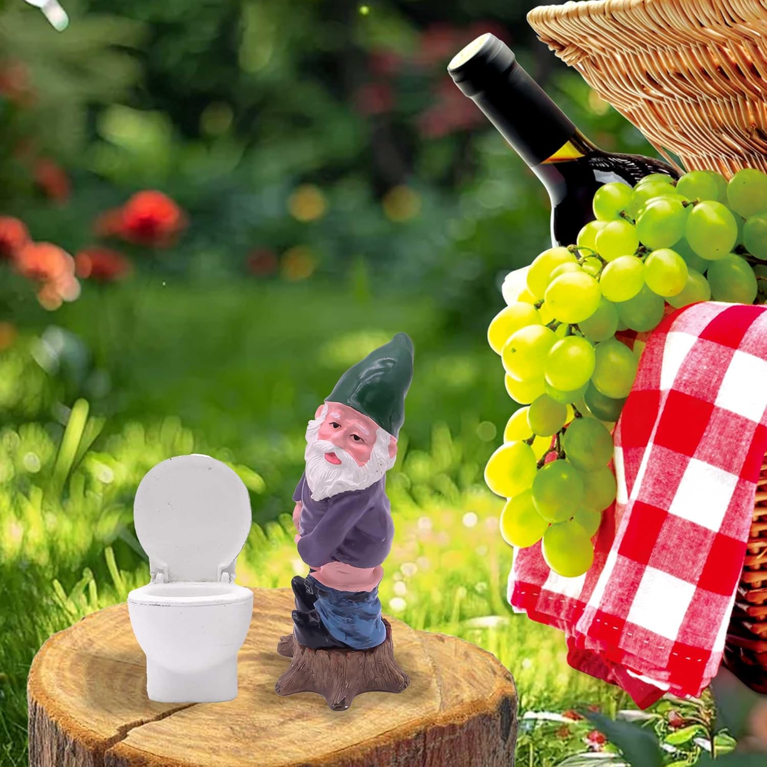 Funny Potty Gnome Statue Set Resin Garden Decor Mini Ornament