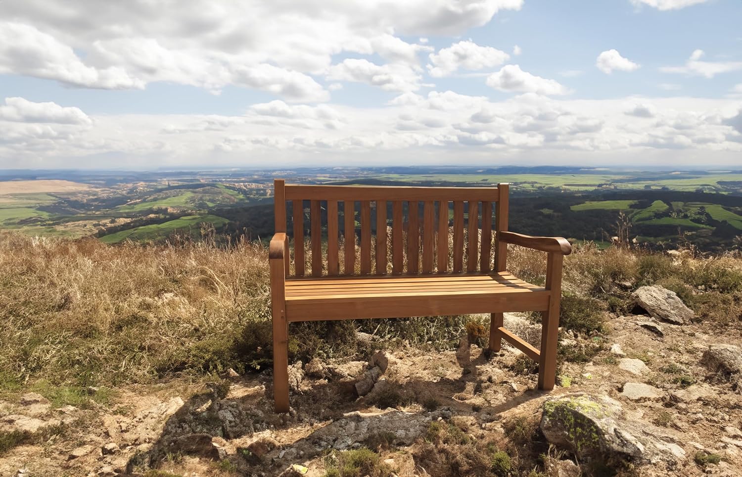 Teak Garden Bench 120cm Solid Wood Outdoor Patio Seat