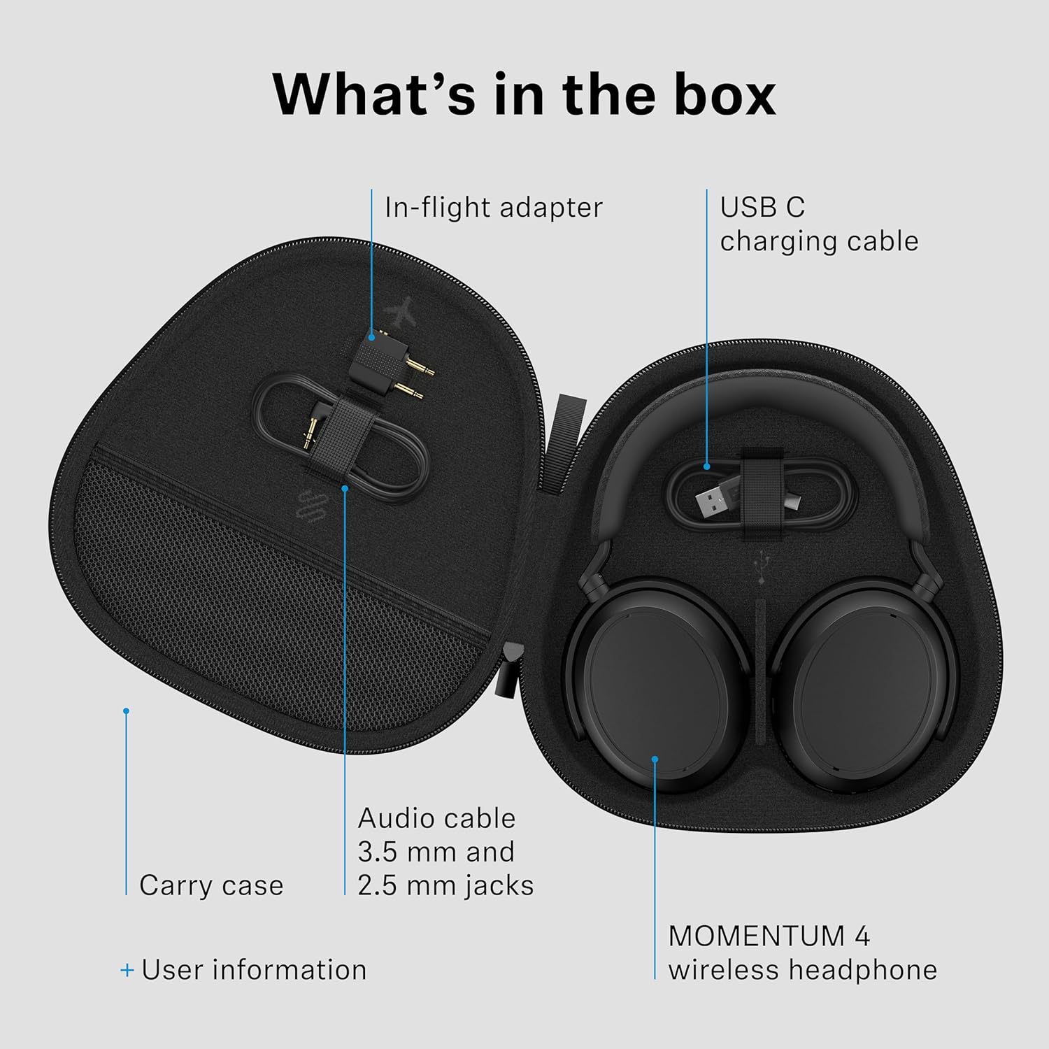 Wireless Adaptive Noise Cancelling Over Ear Headphones 60Hr Black