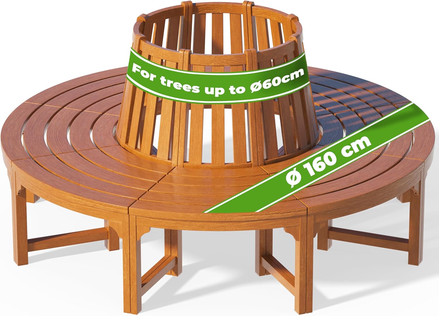 Circular Tree Garden Bench 160cm Eucalyptus Wood Outdoor Seat