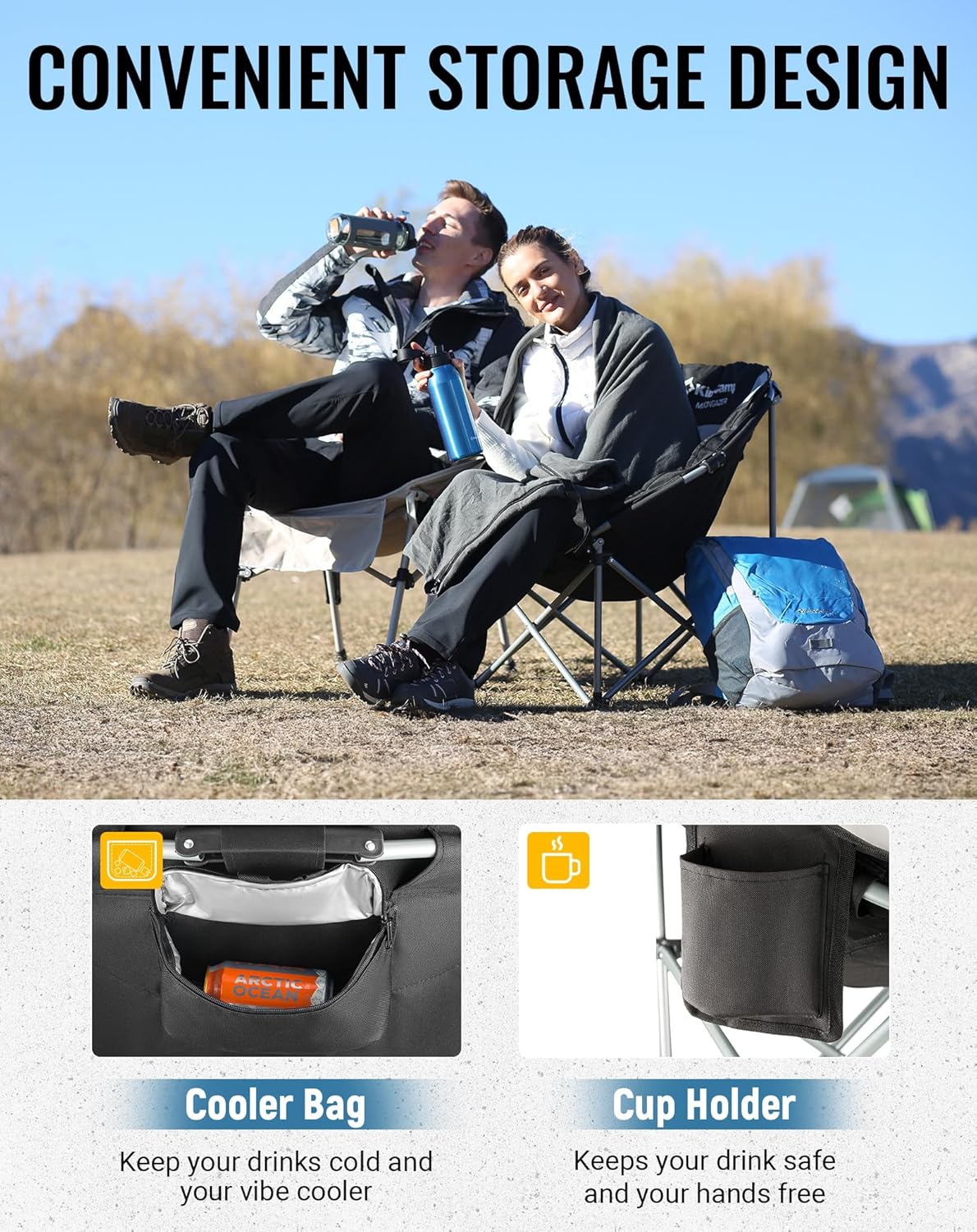 Moon Camping Chair XXL Padded Folding Seat Cooler Bag