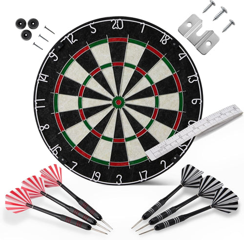 Bristle Dart Board Set Steel Tip Darts Regulation Size Complete