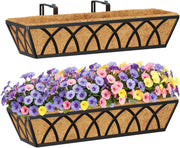 24in Hanging Flower Baskets Wall Planter Metal Trough Coco Liner 2