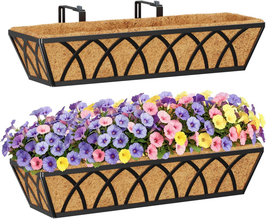 24in Hanging Flower Baskets Wall Planter Metal Trough Coco Liner 2
