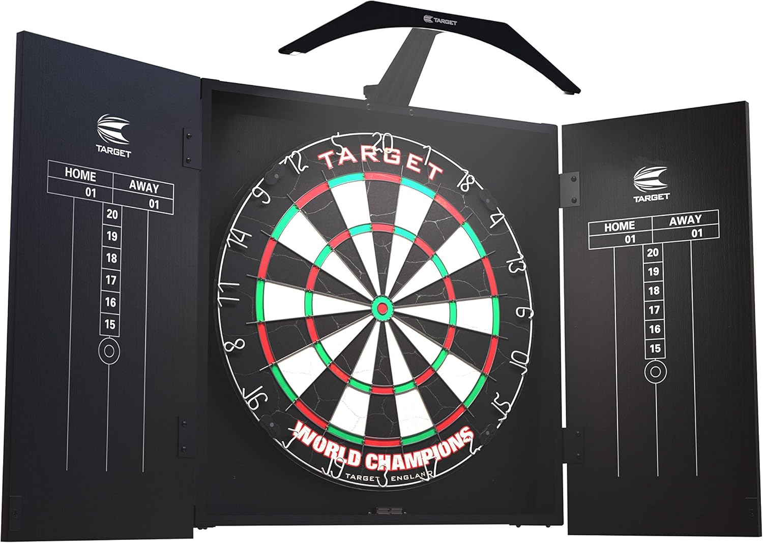 Dart Board Cabinet Set LED Light Scoreboard 2 Darts Home Game