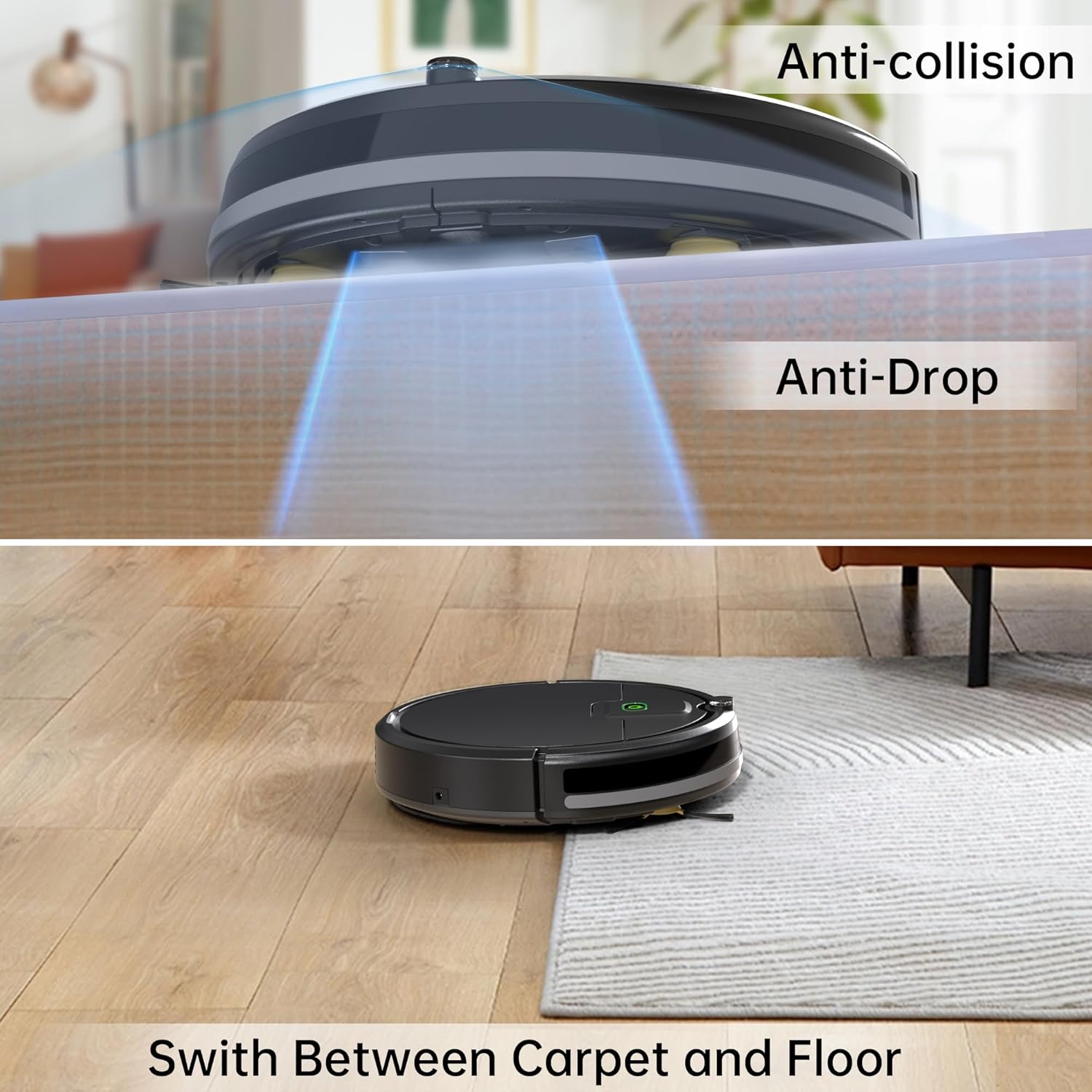 Robot Vacuum Cleaner 3100Pa Strong Suction Slim Tangle Free Auto