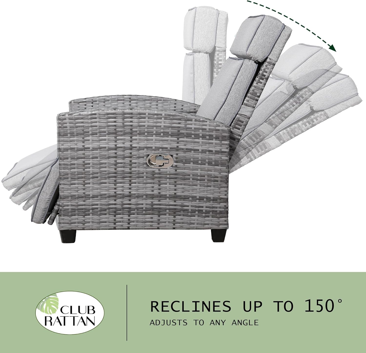 Rattan Reclining Lounge Chair Garden Patio Sun Lounger Grey