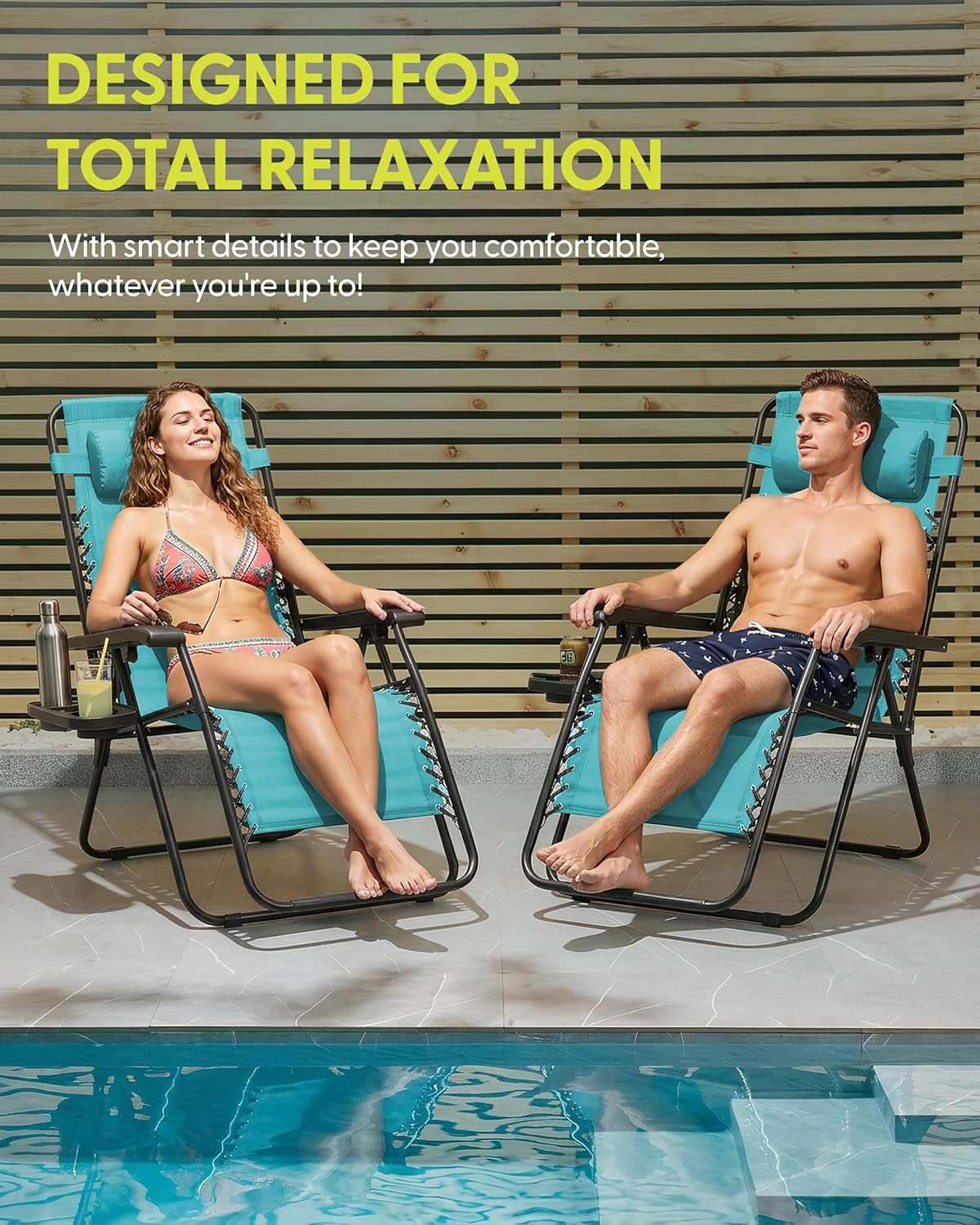 Set of 2 Zero Gravity Recliner Chairs Teal 160 Degree