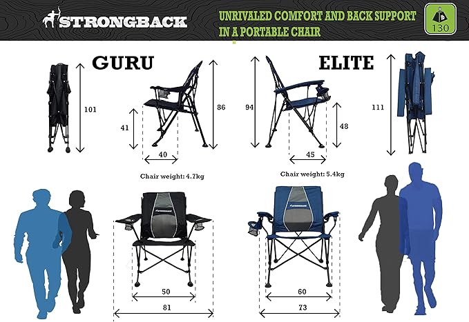 Ergonomic Camping Chair with Lumbar Support Black