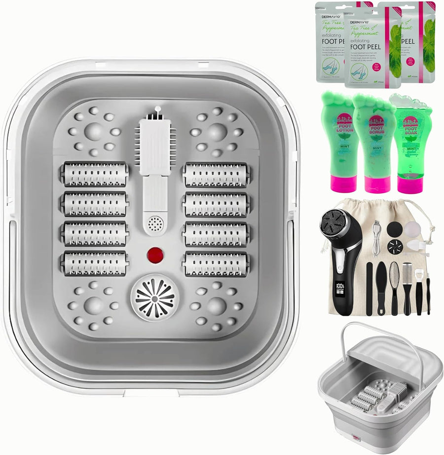 Heated Foot Spa Massager LED Therapy Shiatsu Rollers Soak