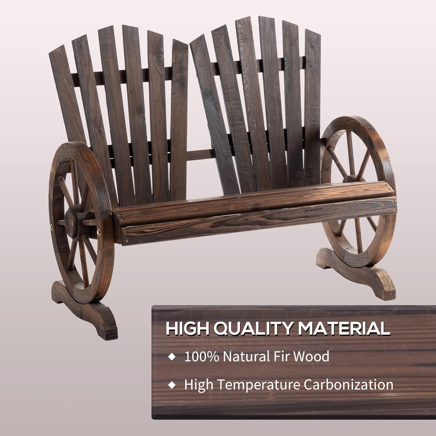 Adirondack 2 Seater Wooden Garden Bench Wagon Armrests