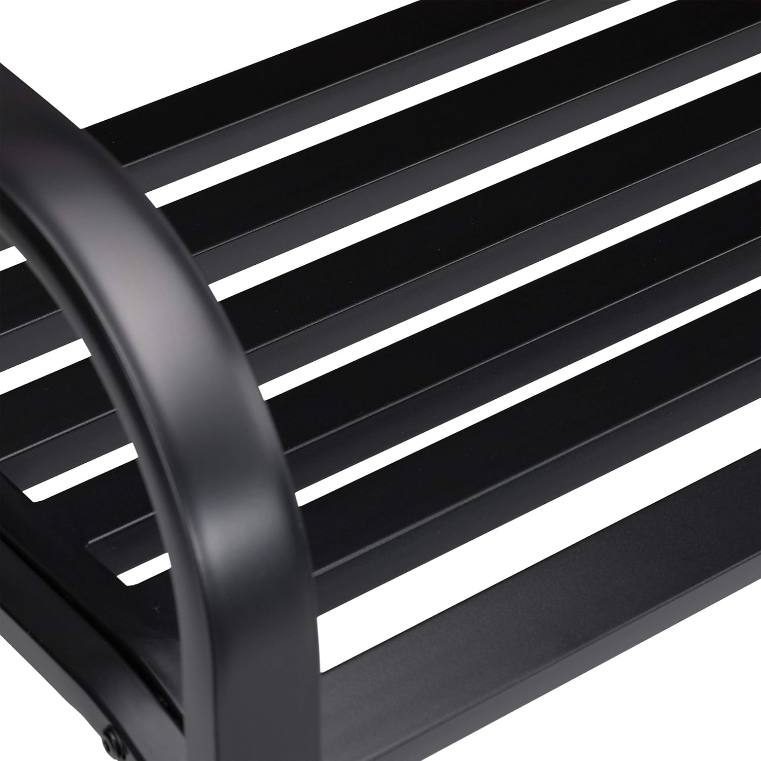 2 Seater Metal Garden Bench Welcome Backrest Patio Seat Black
