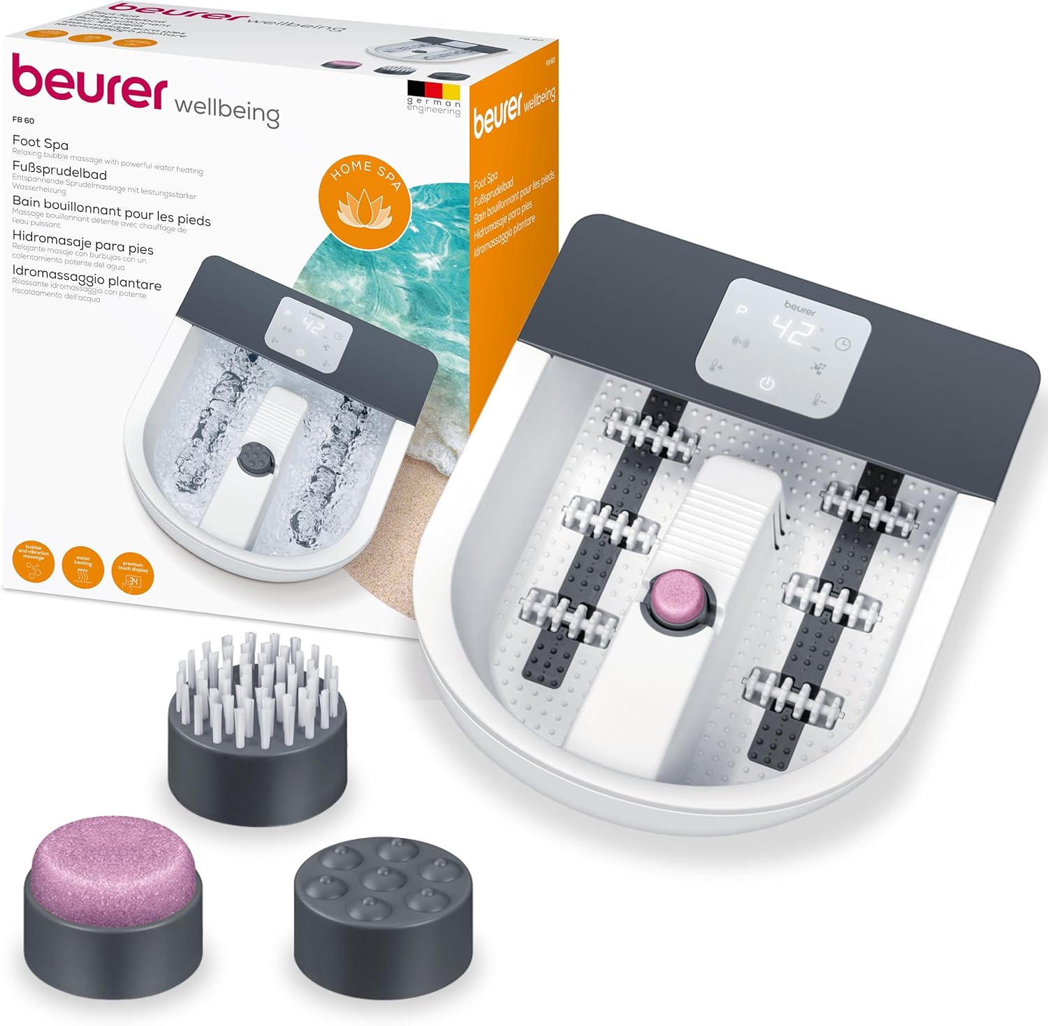 Heated Foot Spa Massager Touch Screen Bubble Vibration Pedicure