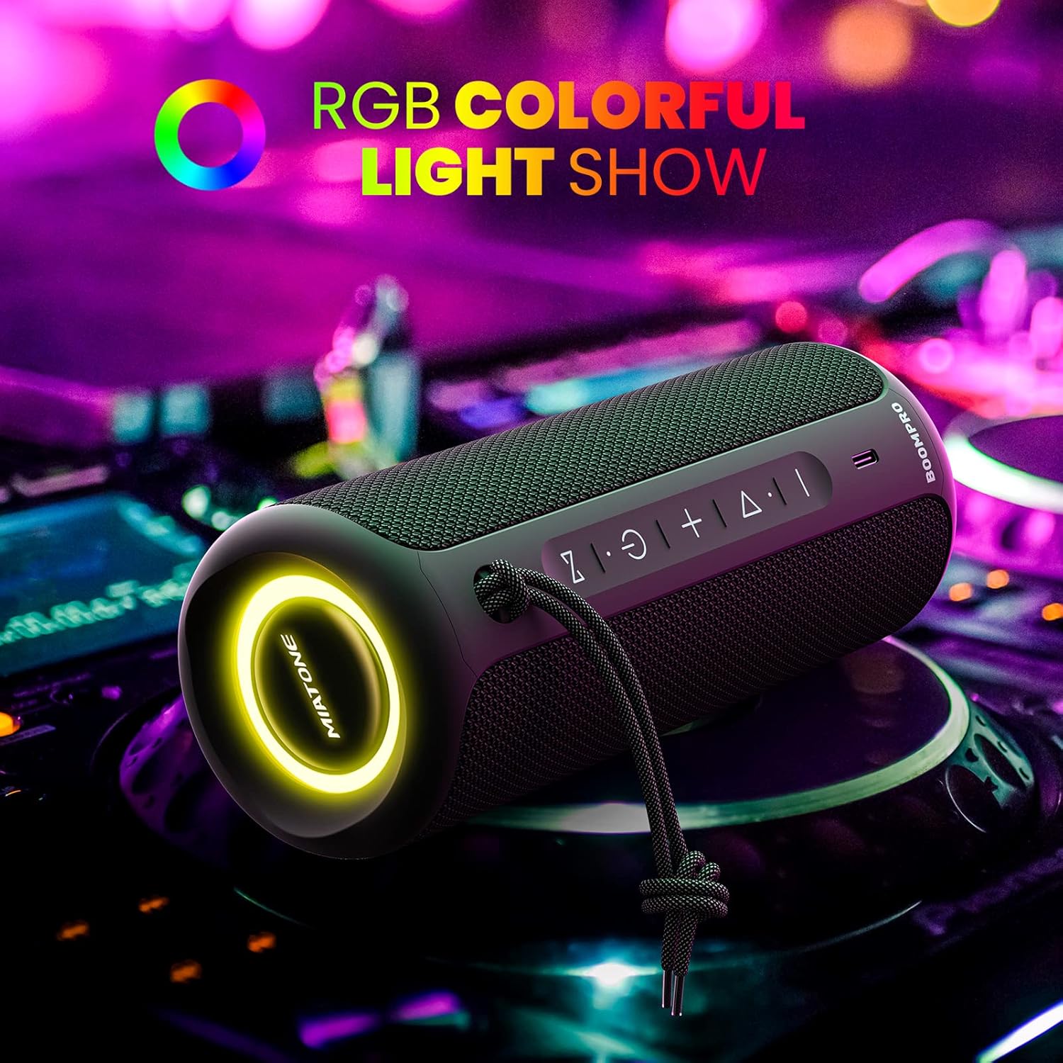 Bluetooth Speaker 36W Portable Stereo Bass Waterproof IPX7 RGB