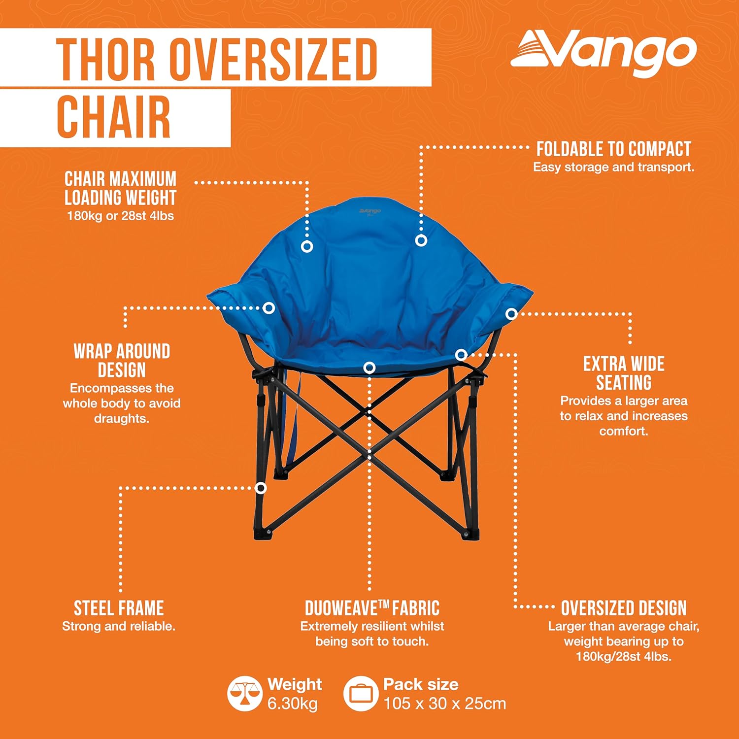 Oversized Camping Chair XL 180KG Blue