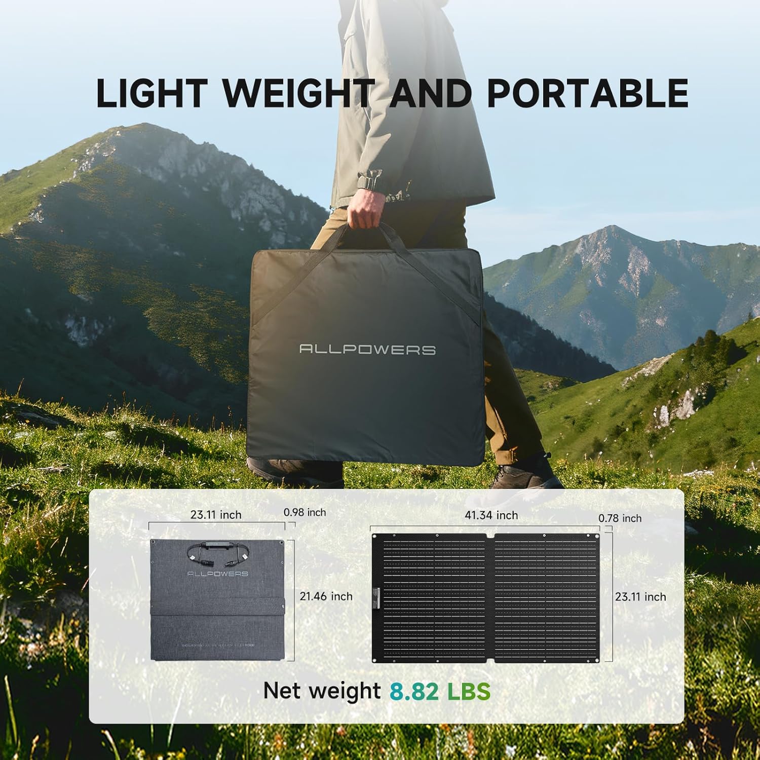 100W Foldable Solar Panel 25 Efficiency IP68 Portable