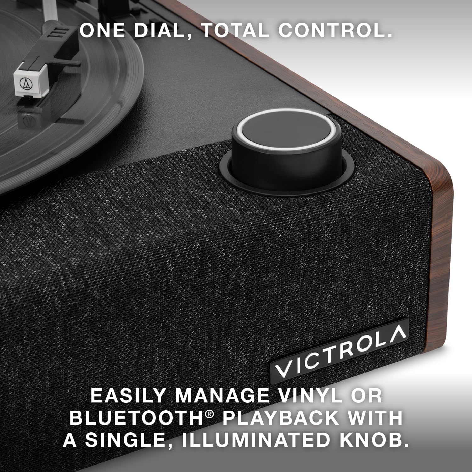 Oak Bluetooth Record Player With Speakers 3 Speed