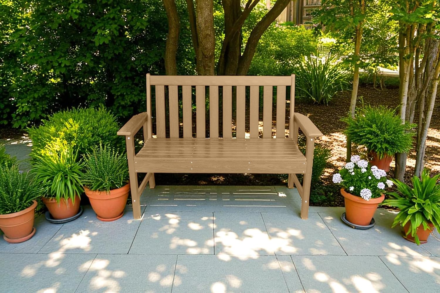 Outdoor Garden Bench Polywood HDPE Waterproof Patio Seat 125cm