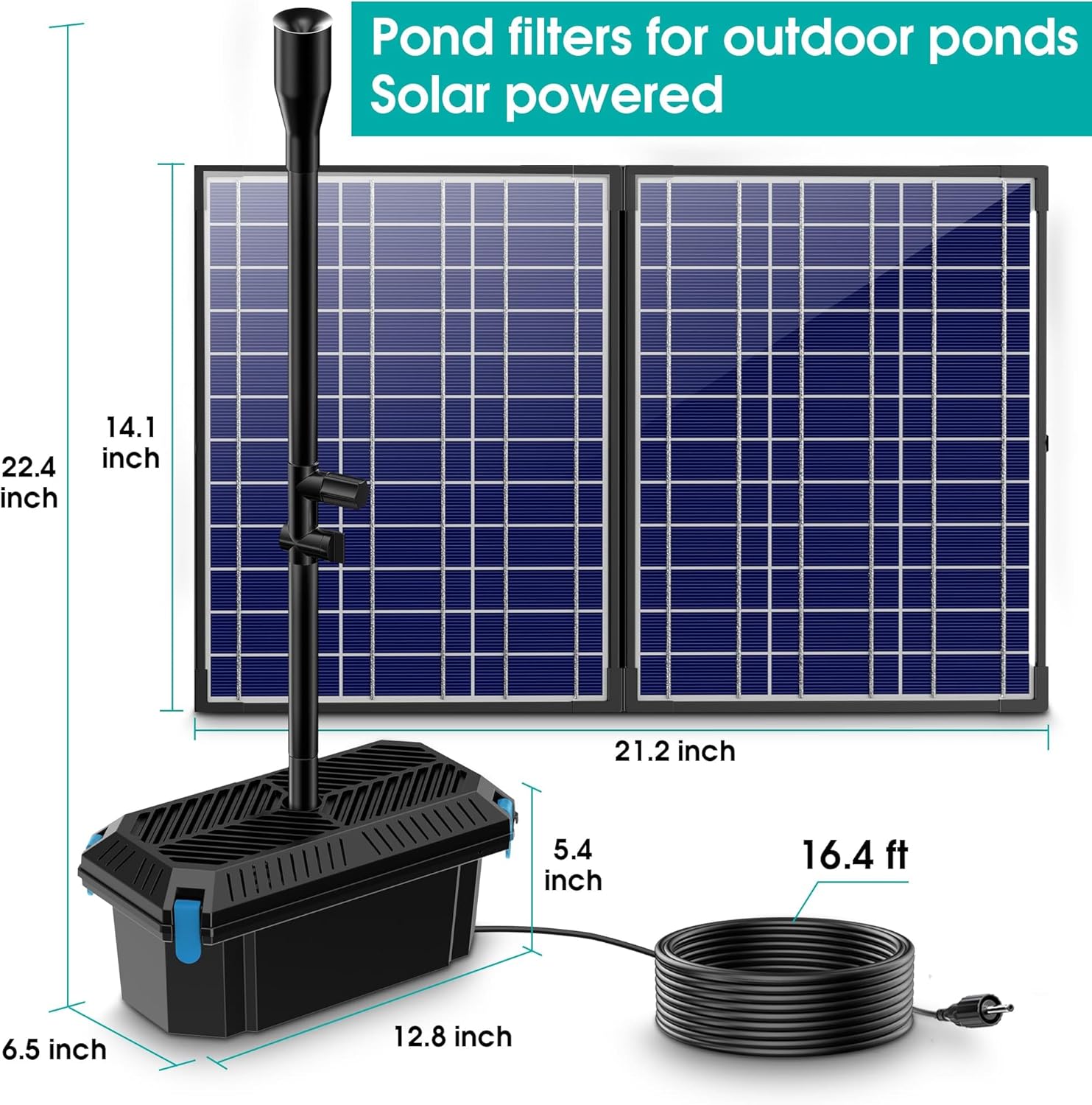 30W Solar Pond Filter Pump Kit 1200 L H Water Feature