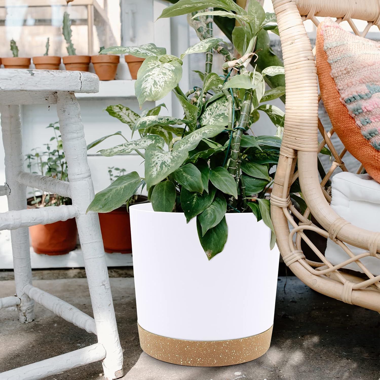 Large 30.5cm Plant Pots 2 Pack Indoor Outdoor Planters Drainage Tray