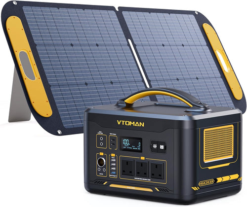 1500W Portable Power Station 828Wh LiFePO4 Solar Generator 110W Panel