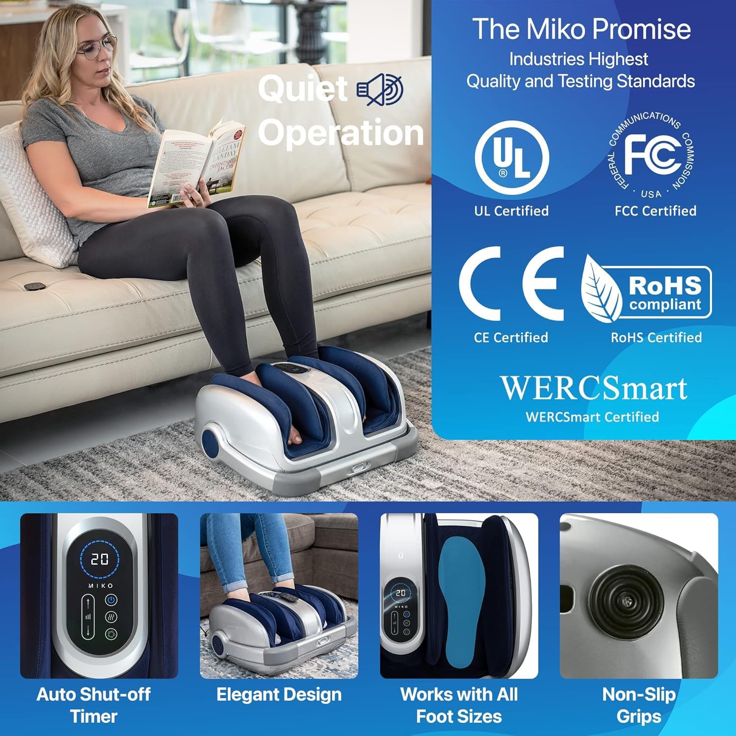 Shiatsu Foot Leg Massager Heat Compression Calf Deep Kneading