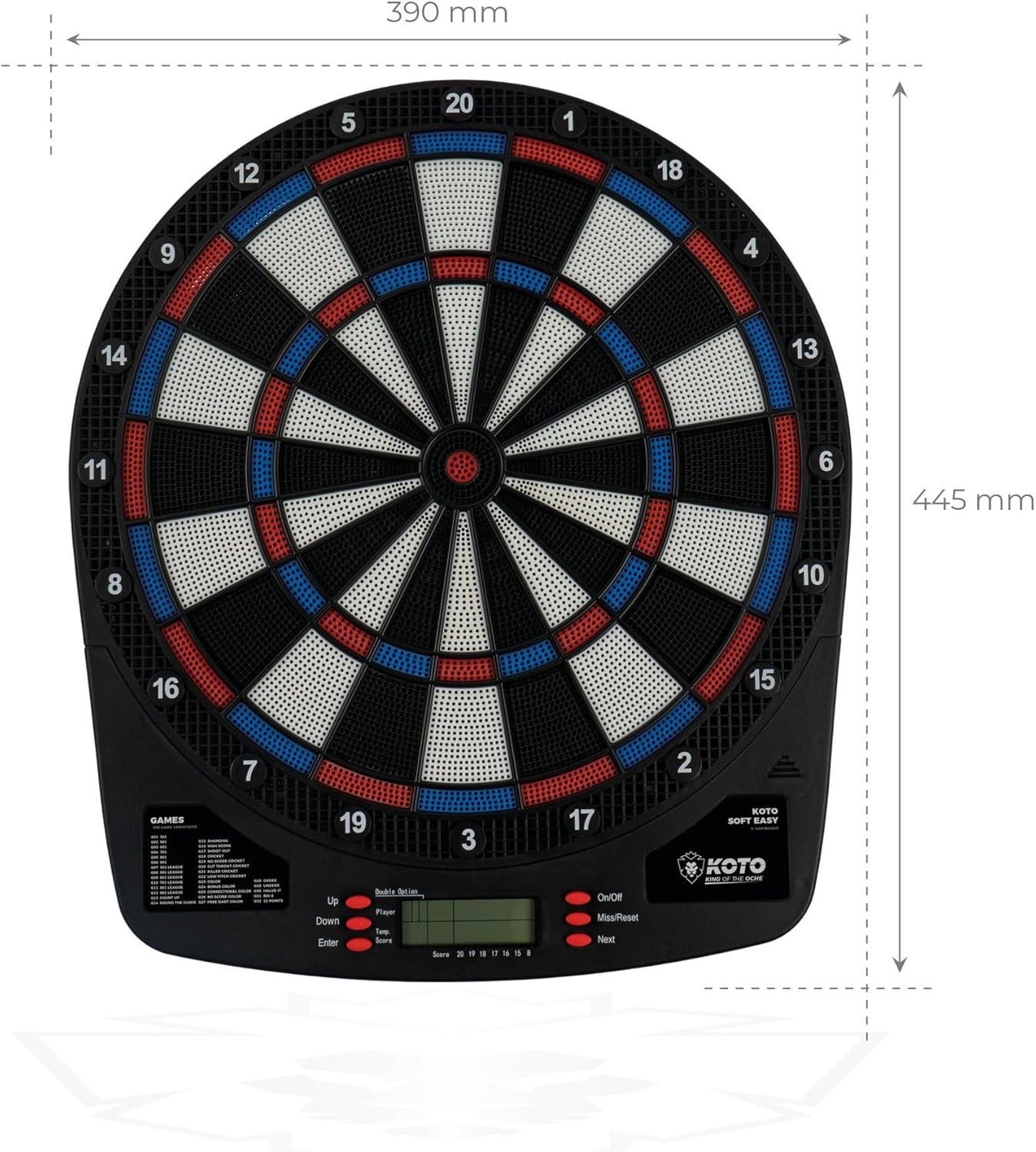 Electronic Dartboard Soft Tip 32 Games 590 Modes 6 Darts Compact