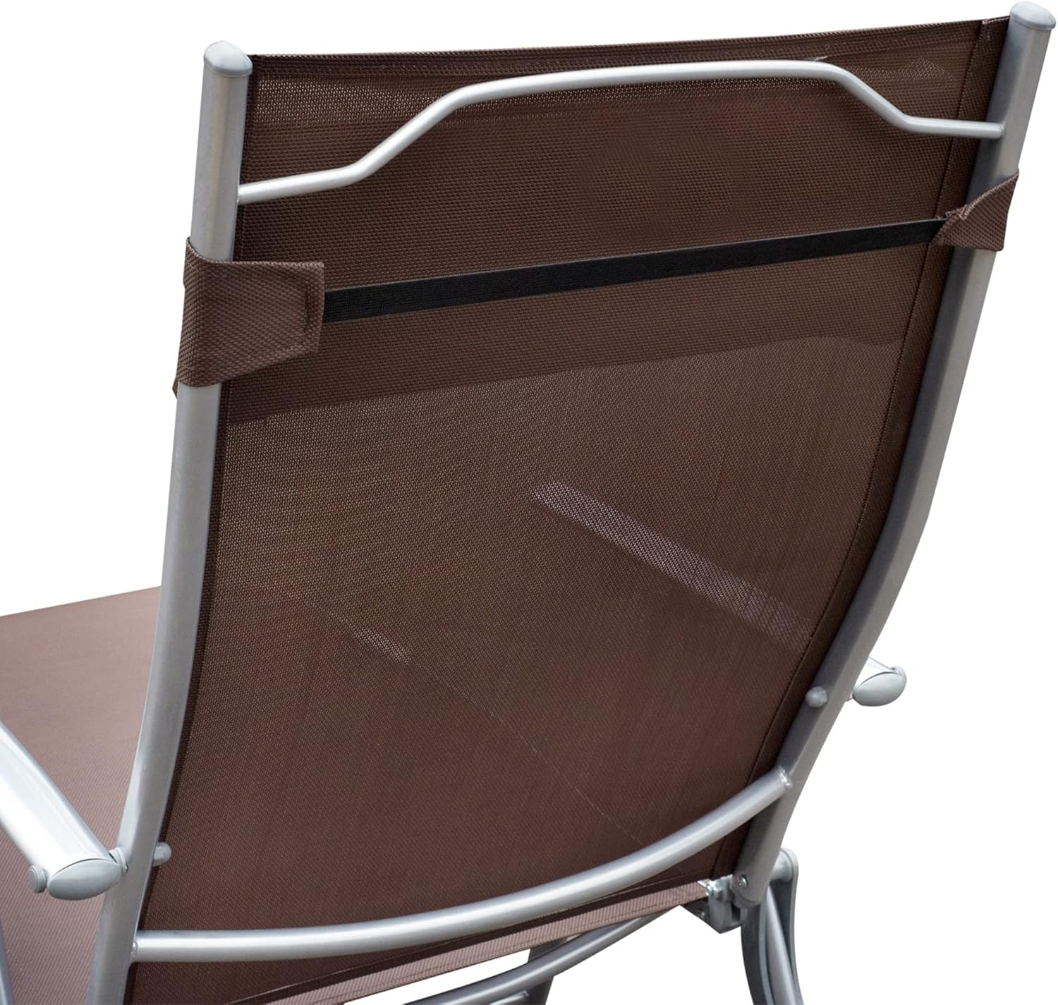 Heavy Duty Folding Sun Lounger 7 Level Recliner Brown
