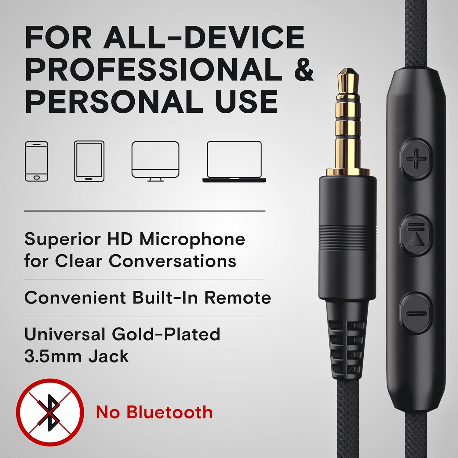 Wired On Ear Headphones With Mic Volume Control 3.5mm
