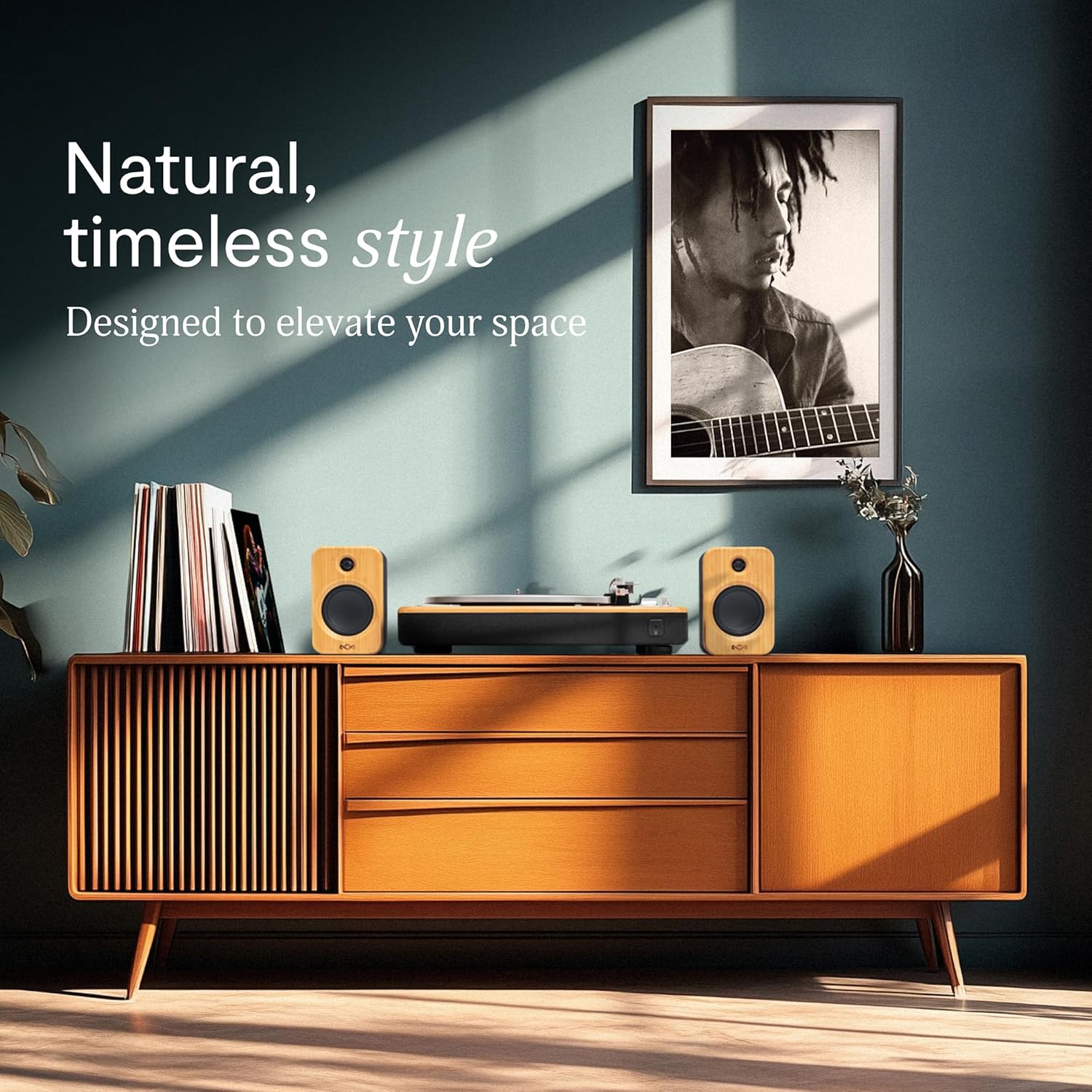 Bluetooth Bamboo Turntable 2 Speed Preamp Vinyl Player