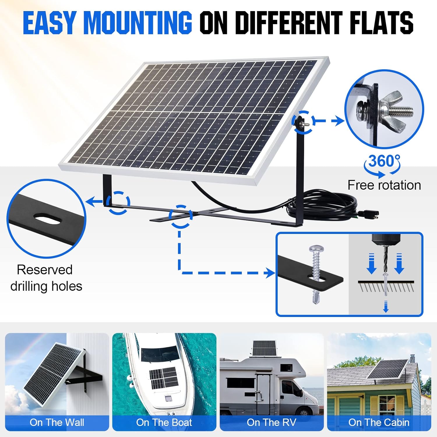 25W 12V Solar Panel Kit 8Ah Battery 10A Controller