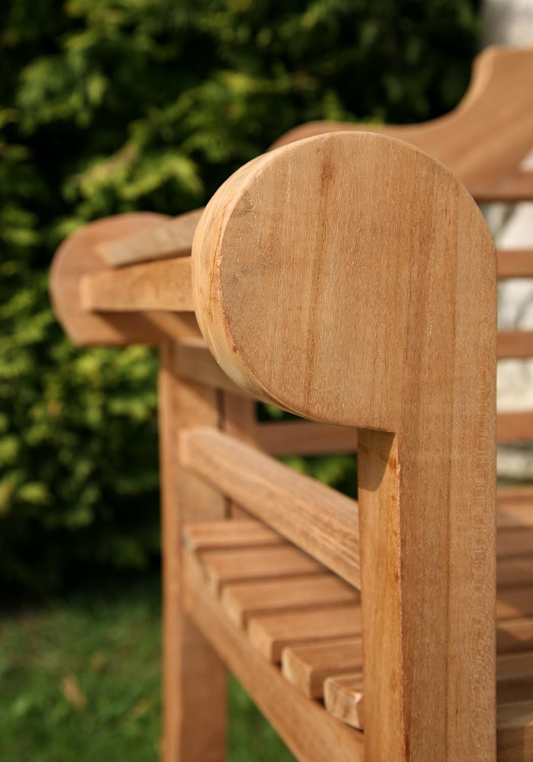 Teak Garden Bench 180cm 4 Seat Outdoor Patio Scroll Arm Wooden Bench