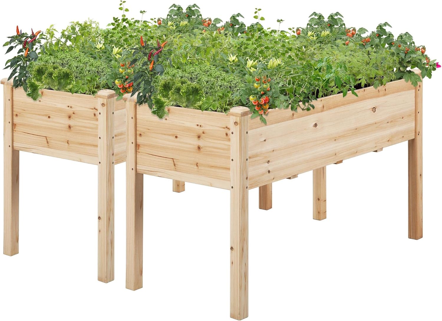 Set of 2 Raised Wooden Garden Beds Elevated Planter Box 120cm