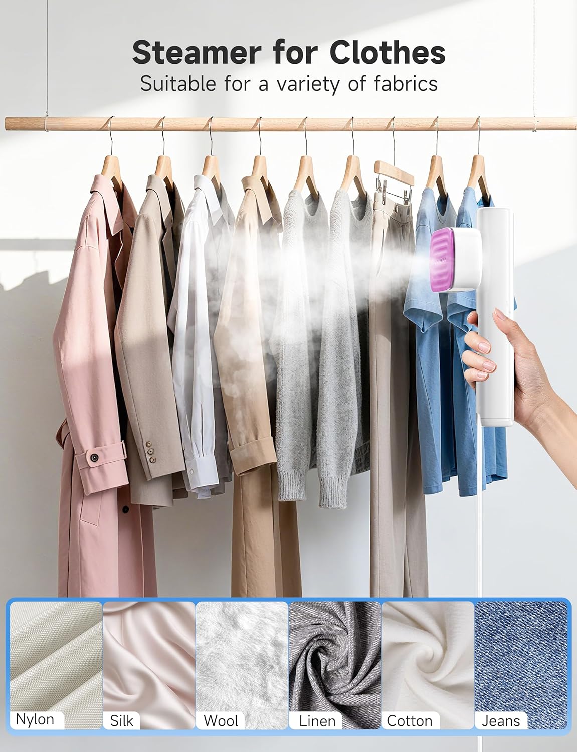 Travel Garment Steamer 1200W Portable Iron Fast Heat 2 In 1