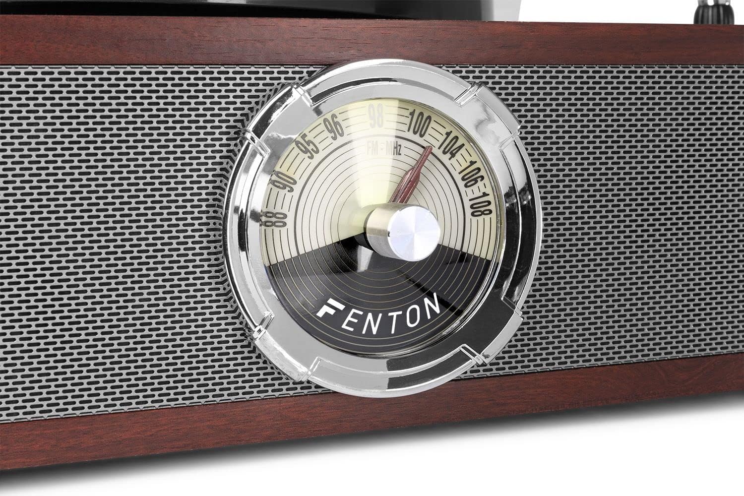 Retro Record Player CD Bluetooth Built In Speakers Dark Wood