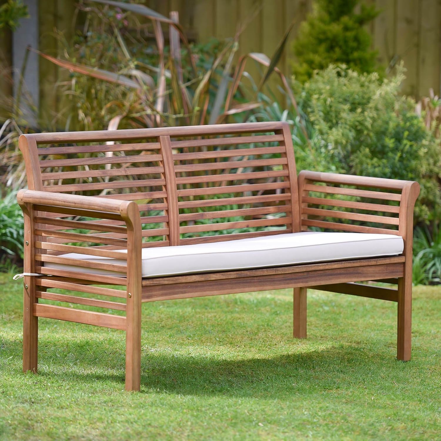 2 Seater Wooden Garden Sofa Bench with Cushions Patio Lounge Seat