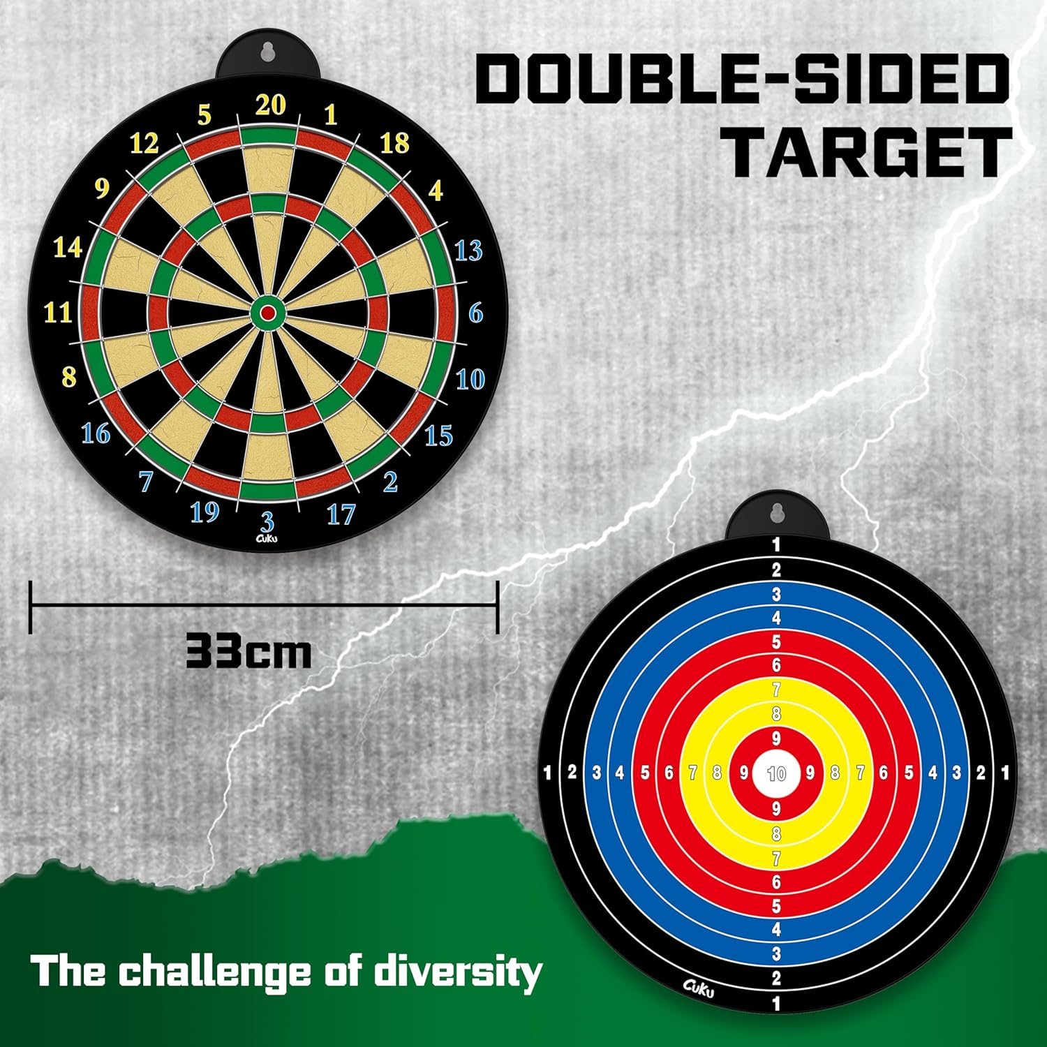 Magnetic Dart Board Set Kids Safe Double Sided Game 12 Darts