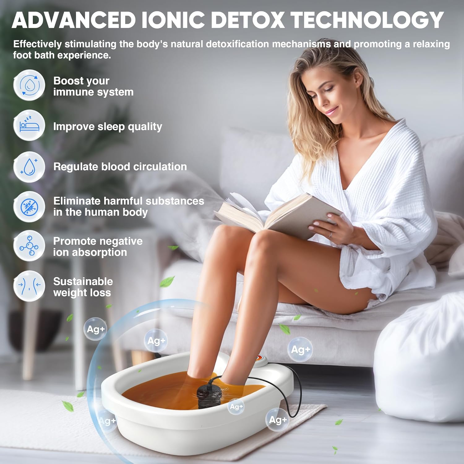 Ionic Foot Detox Spa Machine Kit Basin Salts Arrays Home Use